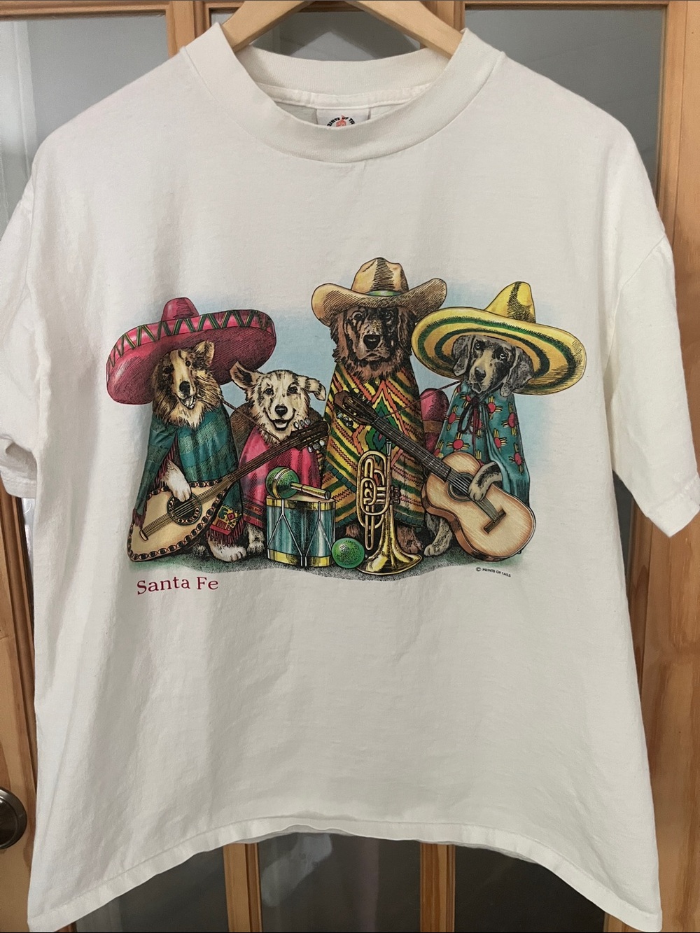 Vintage Prints of Tails t-shirt Santa Fe Sogs sombreros, panchos Sz large